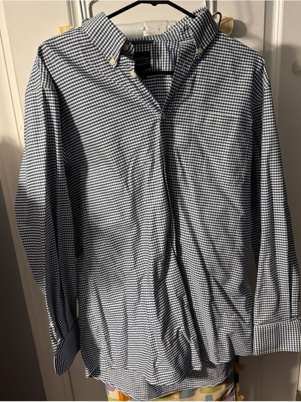 Dockers Men's Navy & White Gingham Button-Down Shirt Jacket